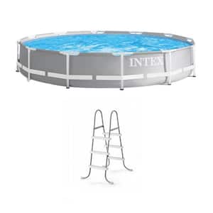 12 Foot Prism Frame Above Ground Swimming Pool w/Pump & Pool Ladder