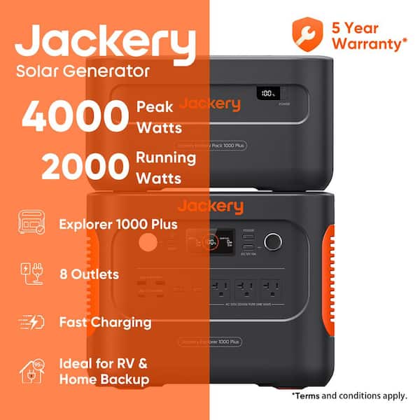 2000W Continuous/4000W Peak Output Explorer 1000 Plus Kit Push Button Start Battery Generator for Outdoors and Emergency