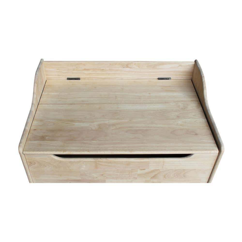 Unfinished Solid Wood 28" Storage Trunk with Safety Hinges