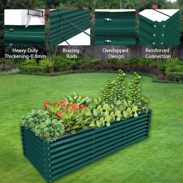 96 in. x 36 in. x 24 in. Green Galvanized Raised Garden Bed