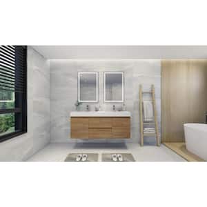 Fortune 60 in. W Bath Vanity in Natural Oak with Reinforced Acrylic Vanity Top in White with White Basins