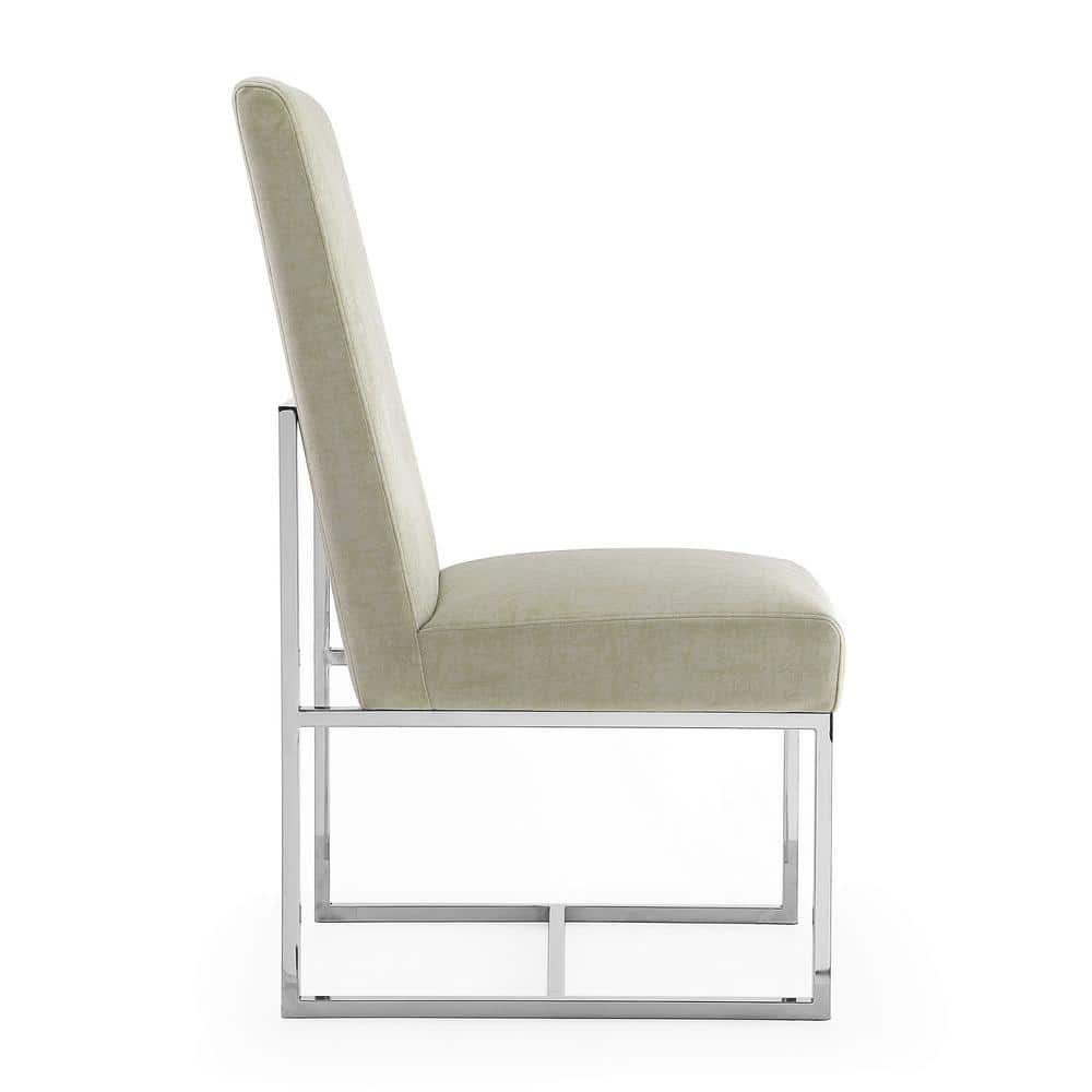 Champagne Velvet High-Back Dining Chair with Metal Frame