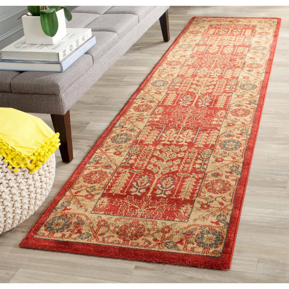 Safavieh Mahal Red and Natural 2'2" x 10' Power Loomed Runner Rug
