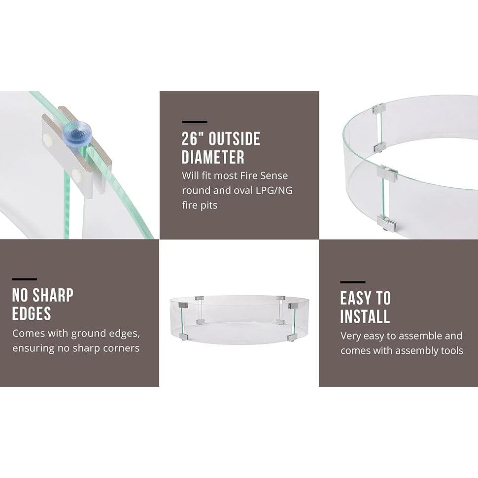 Clear Tempered Glass Wind Guard for Round Fire Pits