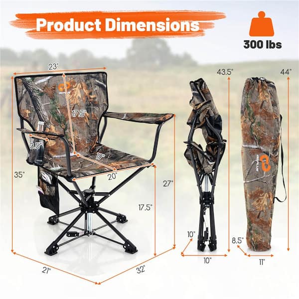 Costway 360° Swivel Hunting Chair with Mesh Cup Holder and Storage