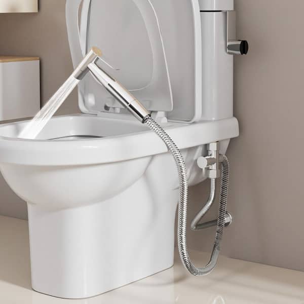 Single-Handle Bidet Faucet with Bidet Sprayer Easy-to-Install Bidet Attachment for Toilet in Brushed Nickel
