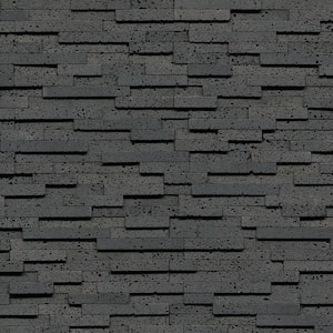 Puka Lava Stone Black 3D Ledger Panel 6 in. x 24 in. Honed Basalt Wall Tile (6 sq. ft. /Case)