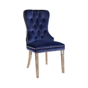 Celene Tufted Velvet Dining Chair With Acrylic Legs, Navy Blue