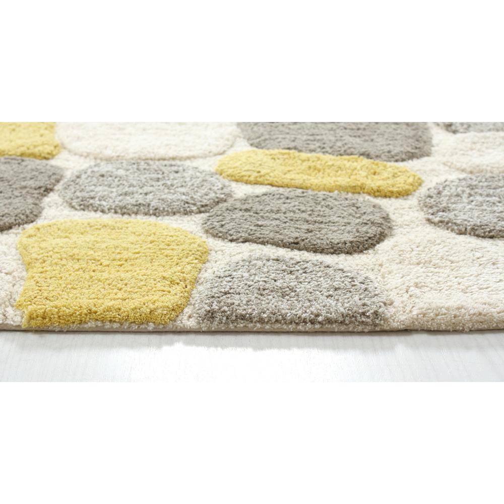 Yellow and Olive Cotton Pebble Pattern Bath Rug Set