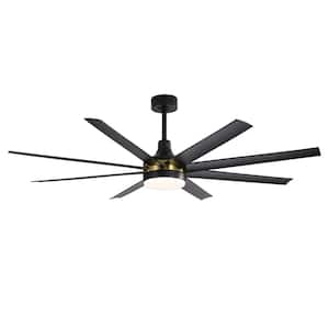 Archer 65 in. Integrated LED Indoor Black and Gold Ceiling Fan with Light and Remote Control Included