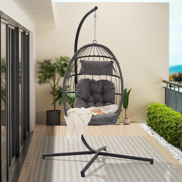 BTMWAY Modern Wicker Indoor Outdoor Patio Swing Hanging Egg