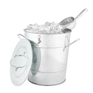 5.35 Gal. Ice Bucket With Lid and Ice Scoop, Galvanized Metal Drink Tub, Wine and Beer Chiller, Holds