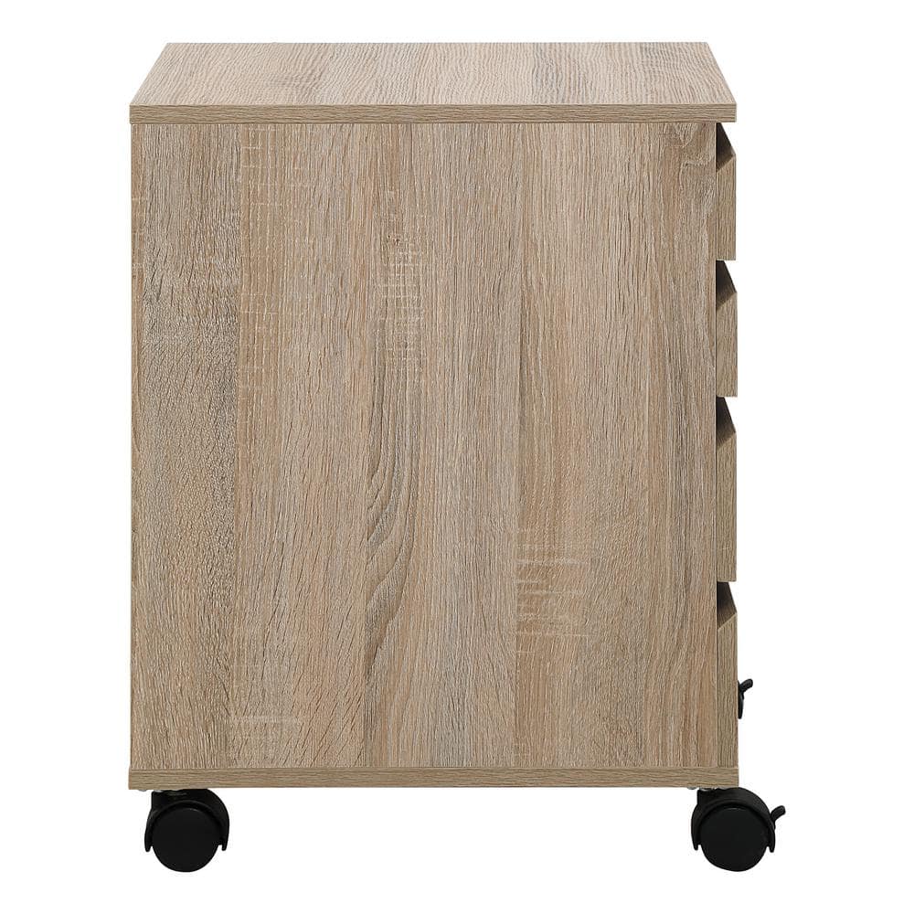 Holly River Oak 4-Drawer Mobile Storage Cart