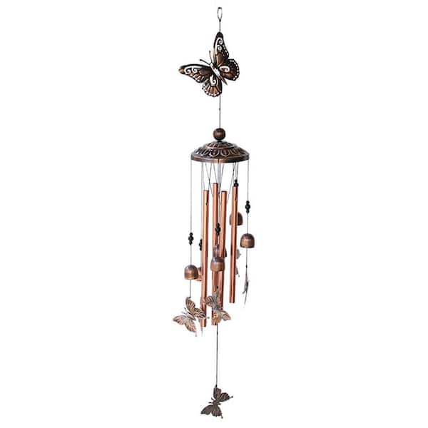 Wellco 1-Piece Retro Butterfly Metal Wind Chime Copper Mounting Multi-scenario Availability For Indoor and Outdoor Decor