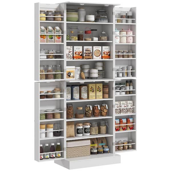 White, Melamine-faced Particle Board Pantry Organizer with Adjustable Shelves;Removable Shelves