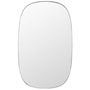 Varia 23 in. W x 37 in. H Iron Oval Modern Silver Wall Mirror