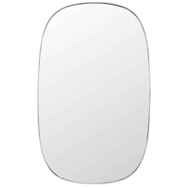 SAFAVIEH Varia 23 in. W x 37 in. H Iron Oval Modern Silver Wall Mirror