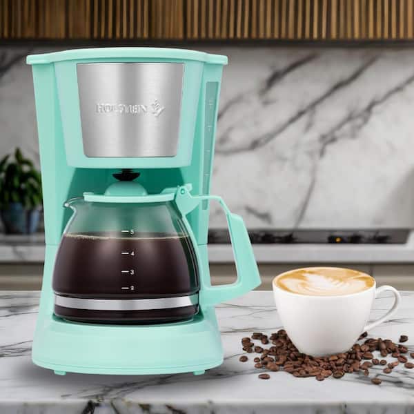 HOLSTEIN HOUSEWARES Everyday 5-Cup Mint Coffee Maker HH-0914701I