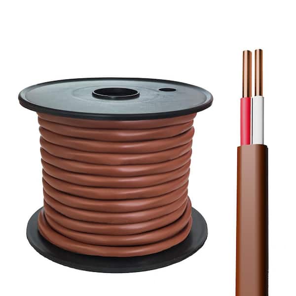 50 ft. 18/2 Brown Solid Copper Thermostat Wire-CL2 Rated PVC Insulated Low Voltage Cable for HVAC