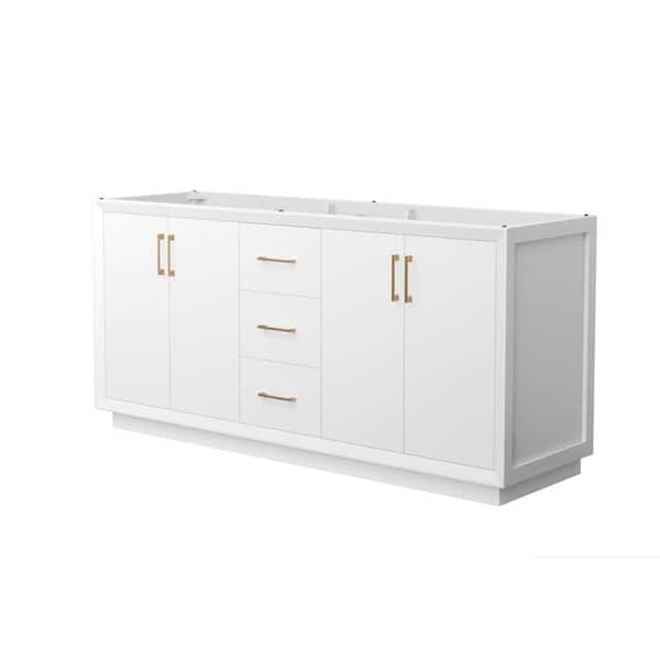 Wyndham Collection Strada 71 in. W x 21.75 in. D x 34.25 in. H Double Bath Vanity Cabinet without Top in White