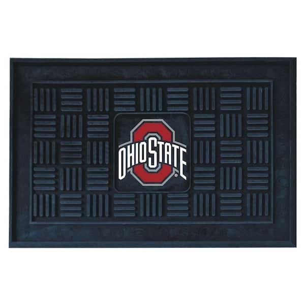 FANMATS NCAA Ohio State University Black Rectangular 19.5 in. x 31.25 in. Outdoor Vinyl Medallion Door Mat