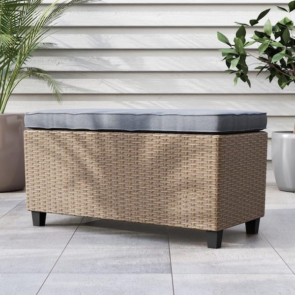 MUSE & LOUNGE Dasan Natural Metal Outdoor Bench with Cushions