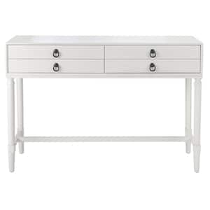 Aliyah 13 in. White Rectangle Wood Console Table with Drawer