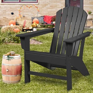 Outdoor Composite Brown Classic Adirondack Chair, All-Weather Resistant Deck Lounge Chair with Ergonomic Design