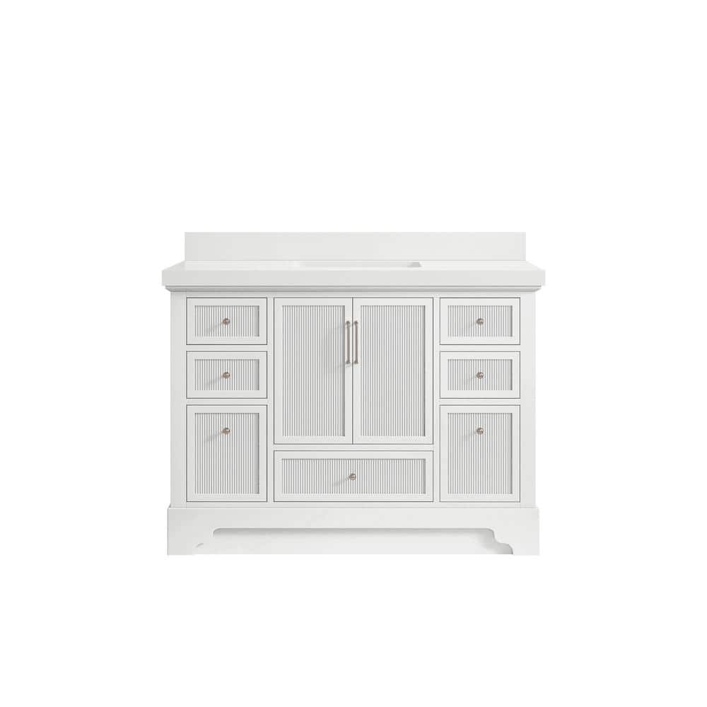 Alys 48 in. W x 22 in. D x 36 in. H Single Sink Bath Vanity in White with 2 in. White Quartz Top price history on PriceWatchPro