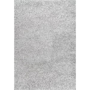 Marleen Plush Shag Silver 10 ft. x 14 ft. Contemporary Area Rug