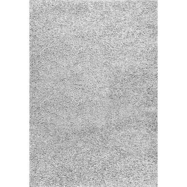 nuLOOM Marleen Plush Shag Silver 7 ft. x 9 ft. Contemporary Area Rug
