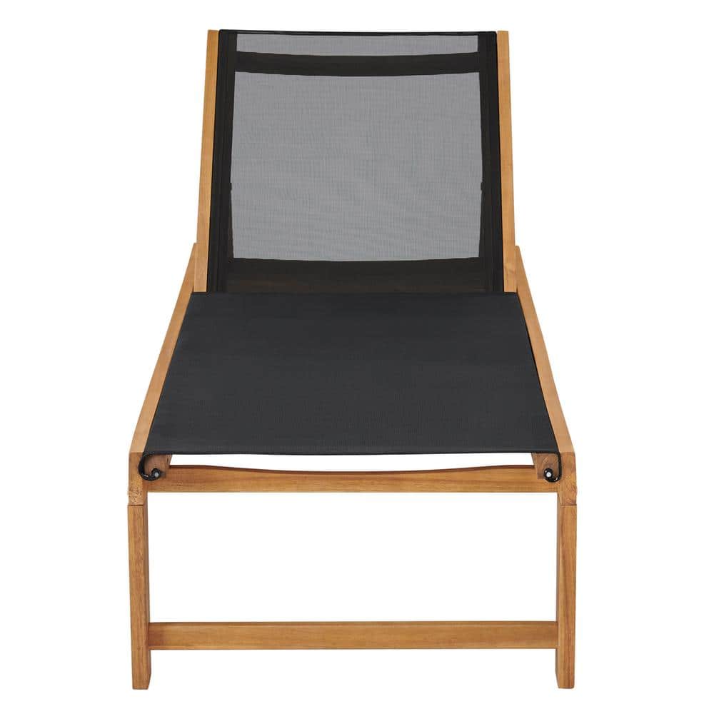 Sunapee Adjustable Acacia Wood Outdoor Chaise Lounger with Mesh Seating