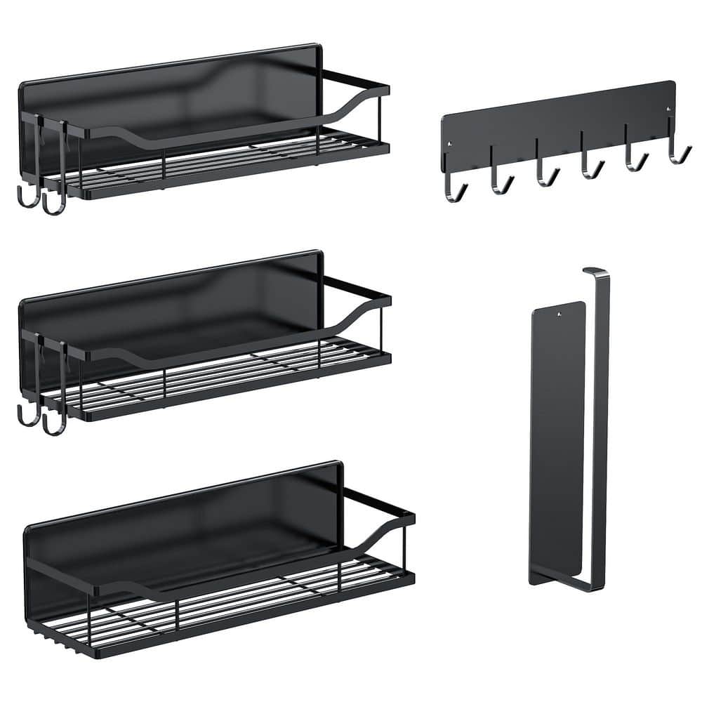 Anqtovp Magnetic Mount Black Metal Shelf Organizer for Washing