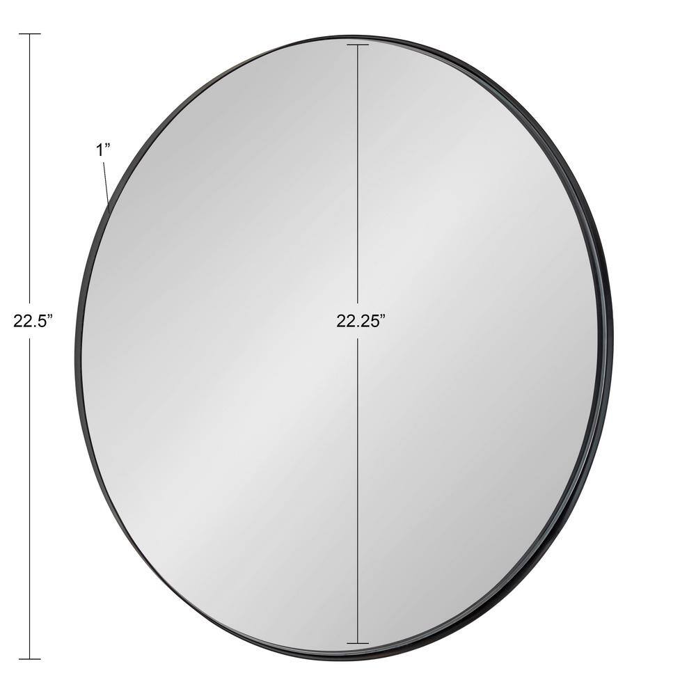Elegant 26.5" Rollo Round Iron Wall Mirror in Black