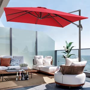10 ft. x 8 ft. Outdoor Rectangular Cantilever Patio Umbrella, 240 g Solution-Dyed Fabric Aluminum Frame in Rust Red