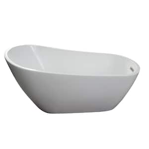 Lorenzo 60 in. Acrylic Slipper Flatbottom Non-Whirlpool Bathtub in White with Integral Drain in Matte Black