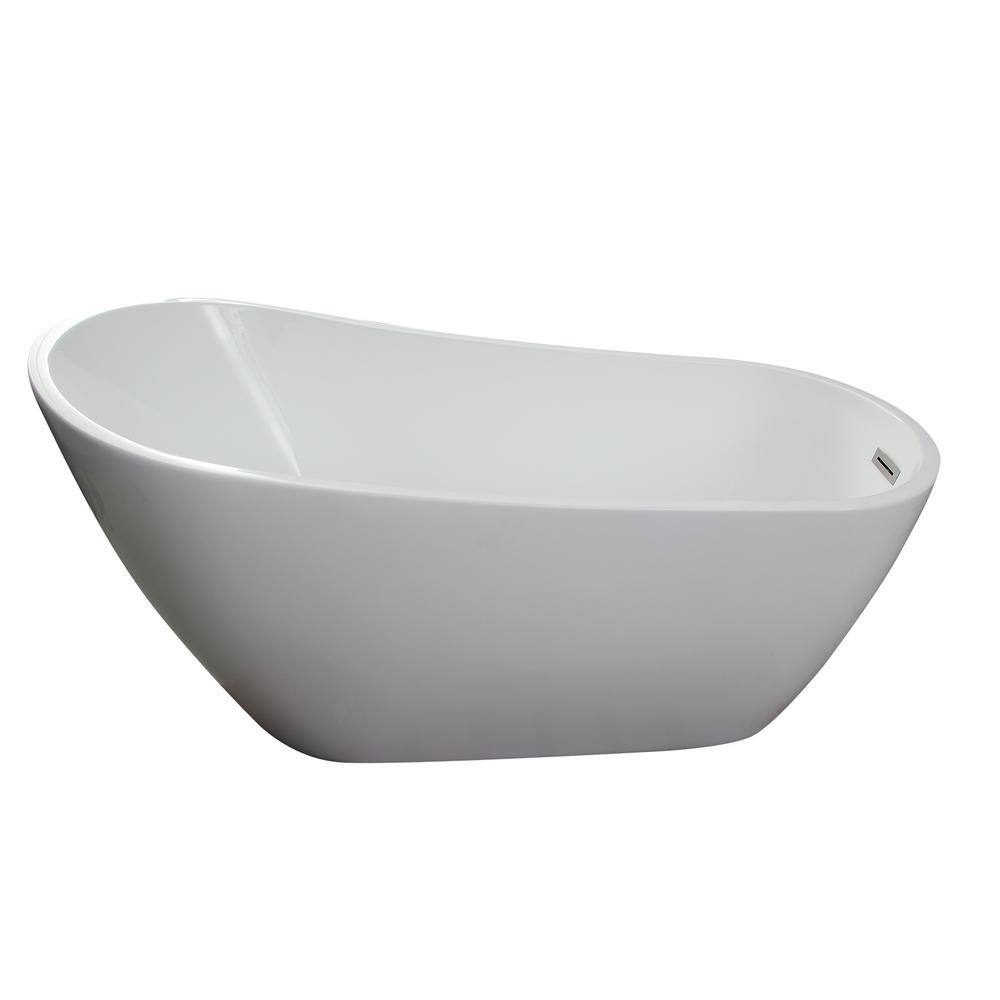 Lorenzo 60" White Acrylic Freestanding Slipper Tub
