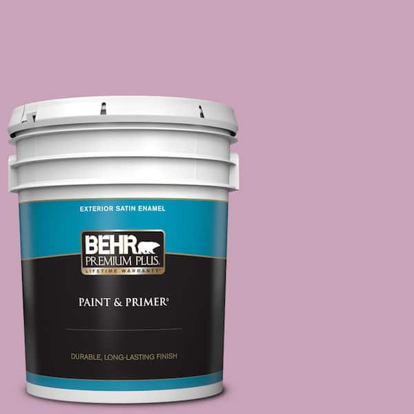BEHR PREMIUM PLUS 5 gal. #690D-4 Taste of Berry Satin Enamel Exterior Paint & Primer