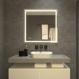 36 in. W x 36 in. H Round Corner Rectangular Frameless Wall Mount LED Single Bathroom Vanity Mirror in Polished Crystal