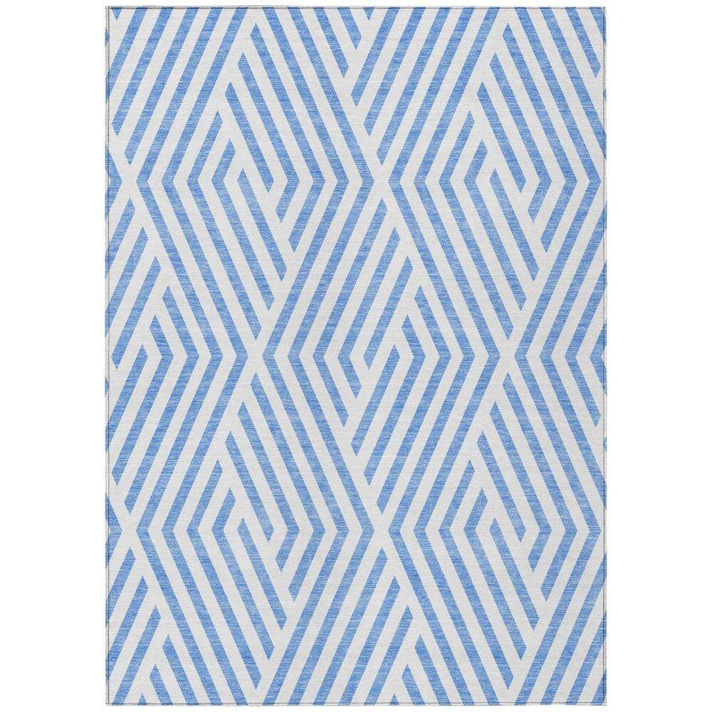 Blue, Ivory 9 ft. x 12 ft. Woven Geometric Polyester Rectangle Indoor / Outdoor Area Rug price history on PriceWatchPro