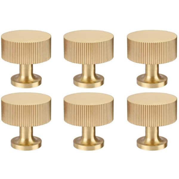 6-Pack 1 in. x 1 in. Solid Brass Gold Cabinet Knobs, Drawer Knobs, Cabinet Pulls, Dresser Handles Knobs