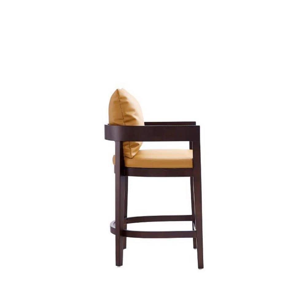 Ritz Camel Leatherette 34" Dark Walnut Beech Wood Counter Stool