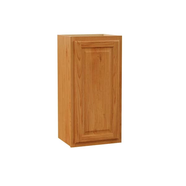 Hampton 15 in. W x 12 in. D x 30 in. H Assembled Wall Cabinet in Medium Oak
