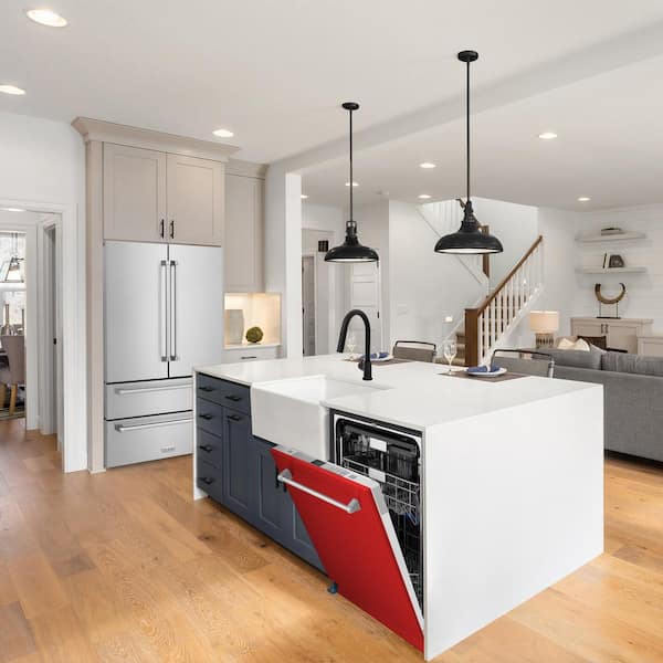 Monument Series 24 in. Top Control 6-Cycle Tall Tub Dishwasher with 3rd Rack in Red Gloss