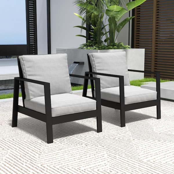 SUNVIVI Outdoor Aluminum Lounge Chair with Light Gray Cushion