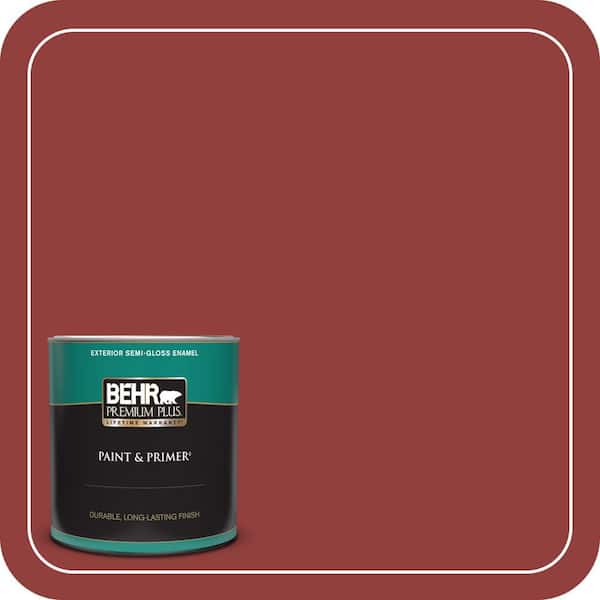 BEHR PREMIUM PLUS 1 qt. #BIC-49 Red Red Red Semi-Gloss Enamel Exterior Paint & Primer