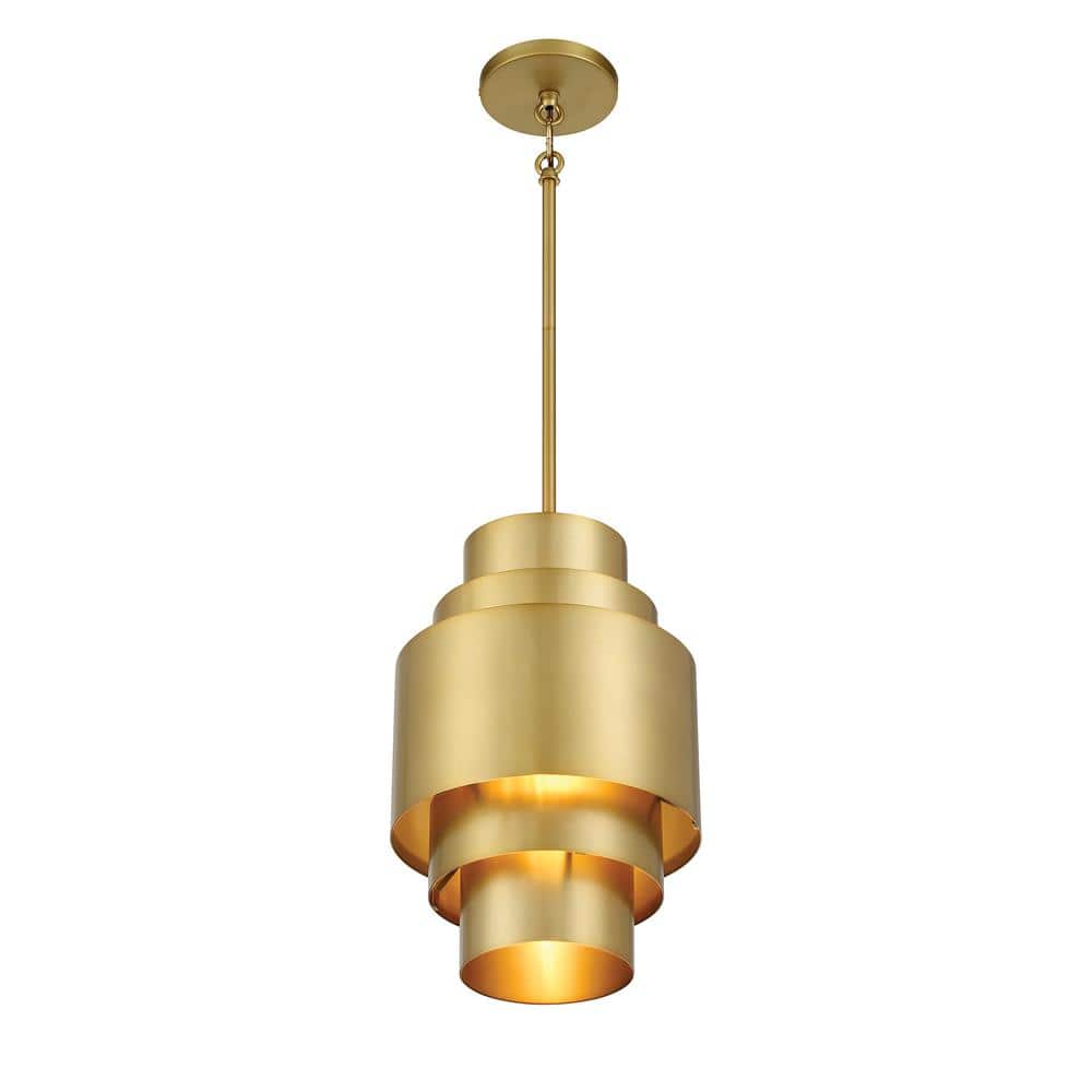 Soft Brass Mini Pendant Light with Steel Shade
