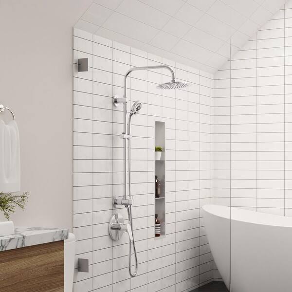 SeaBreeze 4-Spray Patterns 2.5 GPM 8 in. Wall Mount Dual Shower Heads in Chrome