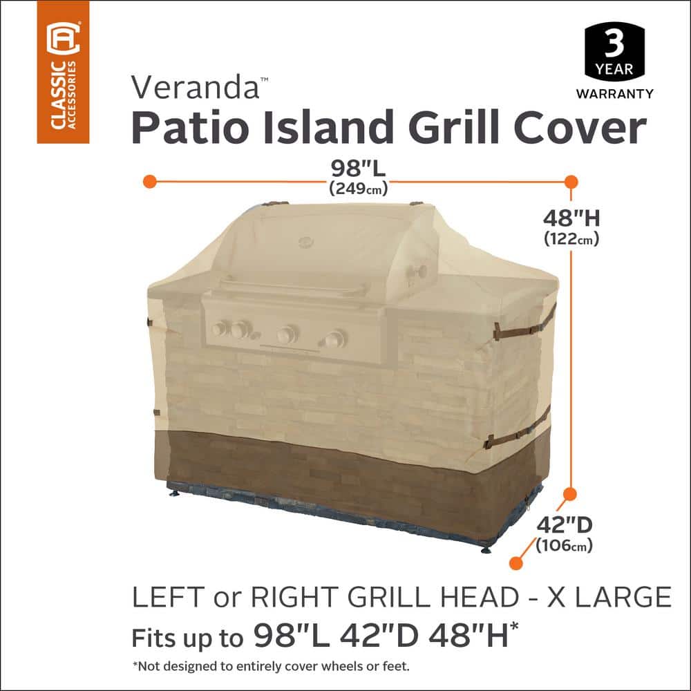 Tan and Brown Water-Resistant BBQ Grill Cover with Elastic Closure