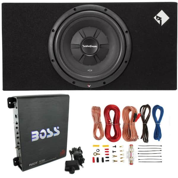 Rockford Fosgate Fosgate 12 in. 500-Watt Subwoofer plus Enclosure plus 1100-Watt Amp plus Amp Kit